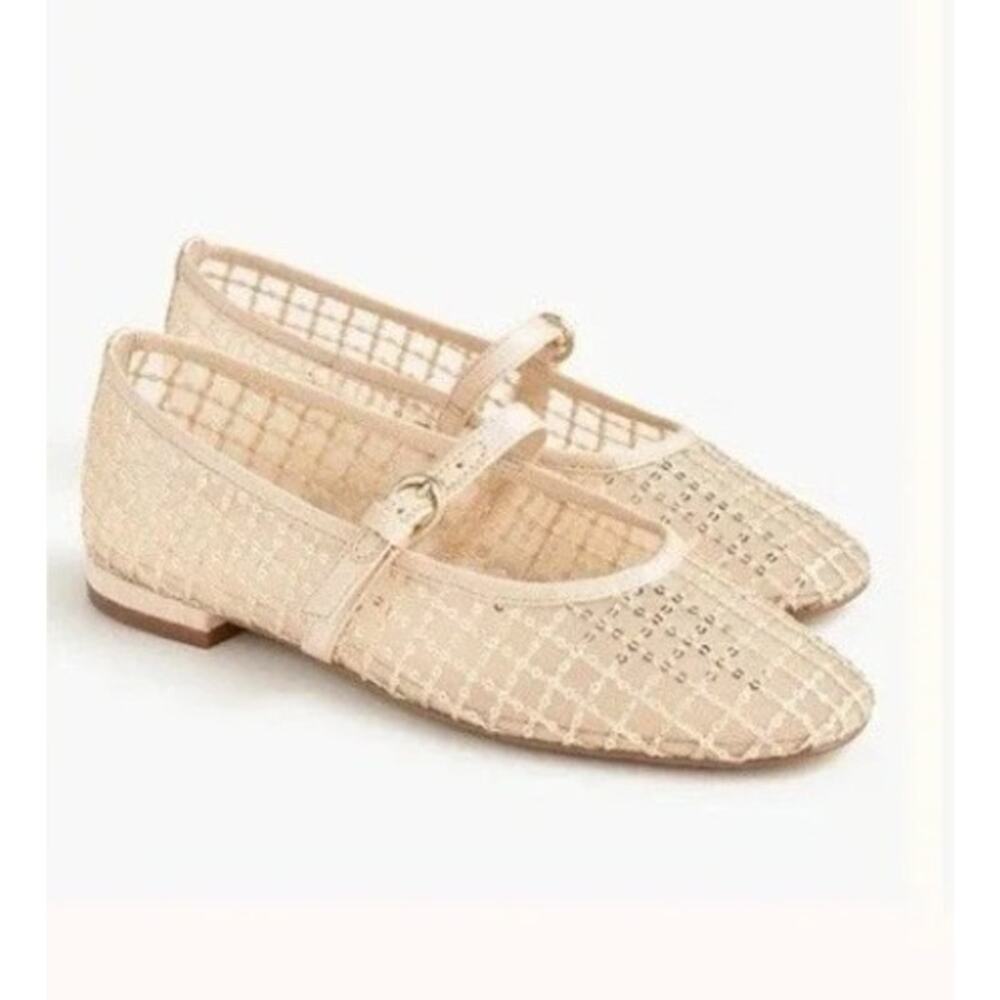NWT J.Crew Gold Sequin Mary Jane Flats - Sizes 11 MSRP $148
